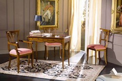 Casa Padrino bureau Biedermeier de luxe marron - Bureau fait main en bois massif avec 2 tiroirs - Mobilier de Bureau Biedermeier - Qualité de Luxe - Fabriqué en Italie