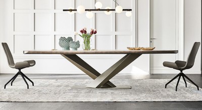 Casa Padrino Luxus Esstisch Mehrfarbig / Titanfarben 300 x 128 x H. 73 cm - Esszimmertisch mit hochwertiger Keramik Tischplatte - Moderne Esszimmer Möbel - Luxus Qualität - Made in Italy