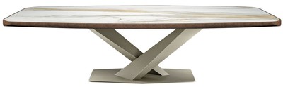 Casa Padrino Luxus Esstisch Mehrfarbig / Titanfarben 300 x 128 x H. 73 cm - Esszimmertisch mit hochwertiger Keramik Tischplatte - Moderne Esszimmer Möbel - Luxus Qualität - Made in Italy