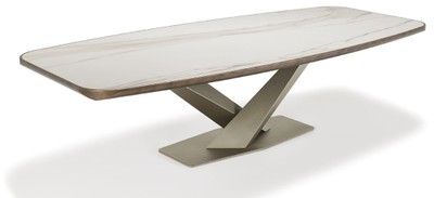Luxus Esstisch mit Keramik Tischplatte Mehrfarbig Titanfarben Luxury Dining Table with Ceramic Top Multicolored Titanium