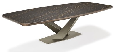 Luxus Esstisch mit Keramik Tischplatte Schwarz Bronze Titan Luxury Dining Table with Ceramic Top Black Bronze Titanium