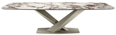 Luxus Esstisch mit Keramik Tischplatte Mehrfarbig Titanfarben Luxury Dining Table with Ceramic Top Multicolored Titanium