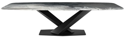Luxus Esstisch mit Keramik Tischplatte Mehrfarbig Schwarz Luxury Dining Table with Ceramic Top Multicolored Black