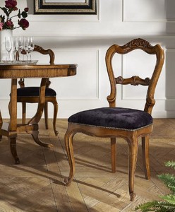 Casa Padrino Luxury Biedermeier Dining Chair Set Purple / Brown - Handmade Kitchen Chairs Set of 6 - Biedermeier Dining Room Furniture - Luxury Quality - Made in Italy