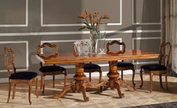 Casa Padrino ensemble de salle à manger Biedermeier de luxe violet / marron - 1 Table Biedermeier et 6 Chaises Biedermeier - Meubles de salle à manger Biedermeier - Fabriqué en Italie