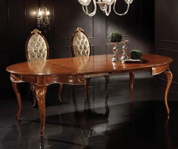 Casa Padrino set da sala da pranzo barocco di lusso marrone / oro - 1 Tavolo da Pranzo Barocco Allungabile e 6 Sedie da Pranzo Barocche - Mobili per sala da pranzo barocco - Fatto in Italia