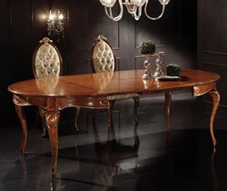 Casa Padrino set da sala da pranzo barocco di lusso marrone / oro - 1 Tavolo da Pranzo Barocco Allungabile e 6 Sedie da Pranzo Barocche - Mobili per sala da pranzo barocco - Fatto in Italia