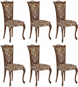 Casa Padrino Luxury Baroque Dining Chair Set Brown / White / Silver - Handmade Kitchen Chairs Set of 6 - Baroque Dining Room Furniture - Luxury Quality - Made in Italy Casa Padrino Luxury Baroque Dining Chair Set Brown / White / Silver - Handmade Kitchen Chairs Set of 6 - Baroque Dining Room Furniture - Luxury Quality - Made in Italy