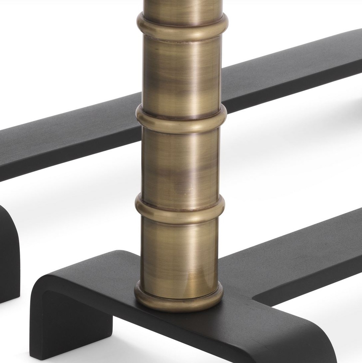 Casa Padrino set da andiron di lusso ottone vintage / nero 45 x 17 x A. 30 cm - Accessori per Caminetti - Collezione di Lusso