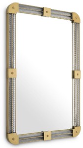 Casa Padrino Luxus Wandspiegel Antik Messingfarben 80 x 5 x H. 122 cm - Beleuchteter Wohnzimmer Spiegel mit handgefertigtem Glas - Schlafzimmer Spiegel - Garderoben Spiegel - Luxus Möbel