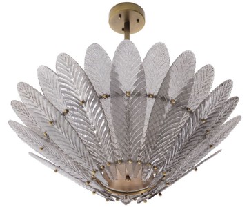 Casa Padrino Luxus Kronleuchter Antik Messingfarben / Grau Ø 86 x H. 80,5 cm - Runder Wohnzimmer Kronleuchter mit mundgeblasenem Glas - Luxus Qualität