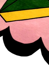 Casa Padrino tappeto in lana di design rosa / verde / giallo / nero 200 x 300 cm - Tappeto da soggiorno con design - Collezione di Lusso