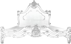 Casa Padrino lit double baroque de luxe blanc / argent - Lit en bois massif noble avec tête de lit - Magnifique mobilier de chambre de style baroque Casa Padrino lit double baroque de luxe blanc / argent - Lit en bois massif noble avec tête de lit - Magnifique mobilier de chambre de style baroque