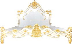 Casa Padrino luxury baroque double bed white / gold - Noble solid wood bed with headboard - Magnificent bedroom furniture in baroque style