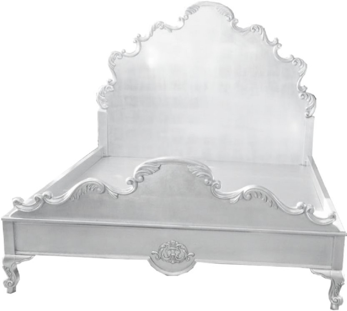 Casa Padrino letto matrimoniale barocco di lusso bianco - Magnifico letto in legno massello con testiera - Mobili camera da letto in stile barocco - Nobile e Magnifico Casa Padrino letto matrimoniale barocco di lusso bianco - Magnifico letto in legno massello con testiera - Mobili camera da letto in stile barocco - Nobile e Magnifico