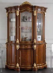 Casa Padrino luxury baroque display cabinet brown / gold - Handmade display cabinet with 6 doors and drawer - Magnificent baroque furniture - Luxury Quality - Made in Italy