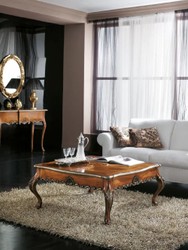Casa Padrino luxury baroque coffee table brown / silver - Square solid wood living room table in baroque style - Baroque Living Room & Hotel Furniture - Luxury Quality - Made in Italy