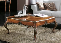 Casa Padrino luxury baroque coffee table brown / silver - Square solid wood living room table in baroque style - Baroque Living Room & Hotel Furniture - Luxury Quality - Made in Italy