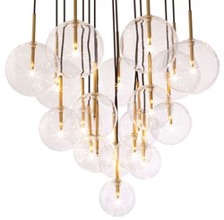 Casa Padrino lustre halogène de luxe laiton antique Ø 80 x H. 125 cm - Lustre moderne avec abat-jours en verre - Qualité de Luxe