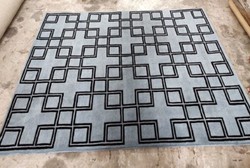 Casa Padrino luxury wool carpet gray / black 300 x 400 cm - Rectangular design carpet - Hand tufted living room wool carpet - Luxury Quality