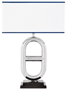 Casa Padrino lampe de table de luxe argent / noir / blanc / bleu 35 x 18 x H. 49 cm - Lampe de bureau élégante - Collection de Luxe