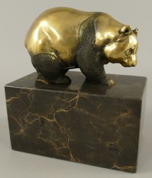 Casa Padrino sculpture en bronze ours panda or / noir 13 x 7 x H. 15 cm - Figurine en Bronze - Figurine Décorative - Accessoires de Décoration de Bureau