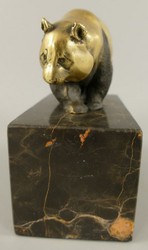 Casa Padrino sculpture en bronze ours panda or / noir 13 x 7 x H. 15 cm - Figurine en Bronze - Figurine Décorative - Accessoires de Décoration de Bureau