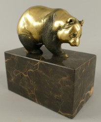 Casa Padrino sculpture en bronze ours panda or / noir 13 x 7 x H. 15 cm - Figurine en Bronze - Figurine Décorative - Accessoires de Décoration de Bureau