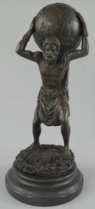 Casa Padrino escultura de bronce Art Nouveau hombre con bola bronce / negro 15 x 15 x A. 33 cm - Figura de Bronce - Figura Decorativa - Accesorios de Decoracion de Escritorio