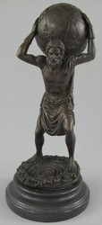 Casa Padrino escultura de bronce Art Nouveau hombre con bola bronce / negro 15 x 15 x A. 33 cm - Figura de Bronce - Figura Decorativa - Accesorios de Decoracion de Escritorio