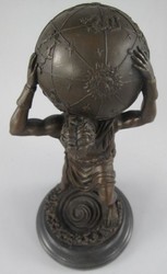 Casa Padrino escultura de bronce Art Nouveau hombre con bola bronce / negro 15 x 15 x A. 33 cm - Figura de Bronce - Figura Decorativa - Accesorios de Decoracion de Escritorio