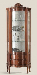 Casa Padrino armoire vitrine baroque de luxe marron - Magnifique vitrine baroque avec porte vitrée et 2 tiroirs - Mobilier Baroque - Qualité de Luxe - Fabriqué en Italie
