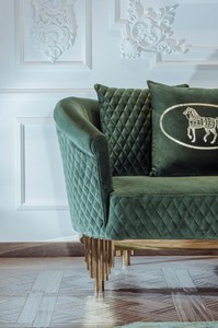 Casa Padrino Luxus Sofa Grün / Gold 260 x 88 x H. 88 cm - Modernes Wohnzimmer Sofa - Wohnzimmer & Hotel Möbel - Luxus Kollektion