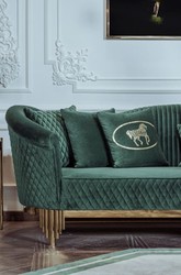 Casa Padrino Luxury Sofa Green / Gold 260 x 88 x H. 88 cm - Modern Living Room Sofa - Living Room & Hotel Furniture - Luxury Collection