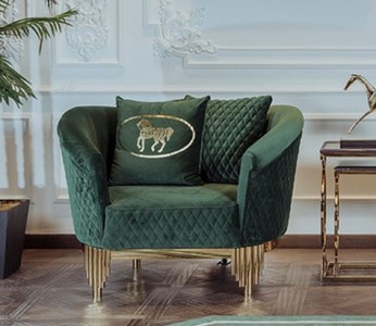 Moderner Luxus Wohnzimmer Sessel Grün Gold Modern Luxury Living Room Armchair Green Gold