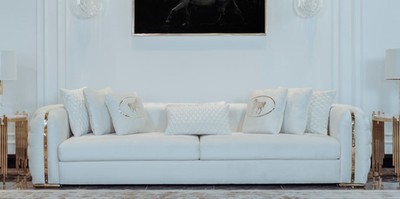 Modernes Luxus Wohnzimmer Hotel Sofa Weiß Gold Modern Luxury Living Room Hotel Sofa White Gold