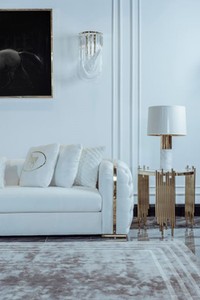 Casa Padrino Luxus Sofa Weiß / Gold 265 x 83 x H. 73 cm - Modernes Wohnzimmer Sofa - Wohnzimmer & Hotel Möbel - Luxus Kollektion