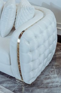 Casa Padrino Luxus Sofa Weiß / Gold 265 x 83 x H. 73 cm - Modernes Wohnzimmer Sofa - Wohnzimmer & Hotel Möbel - Luxus Kollektion