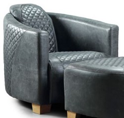 Casa Padrino luxury leather armchair vintage blue / light brown 72 x 90 x H. 67 cm - Genuine Leather Living Room Armchair - Living Room Furniture - Luxury Collection