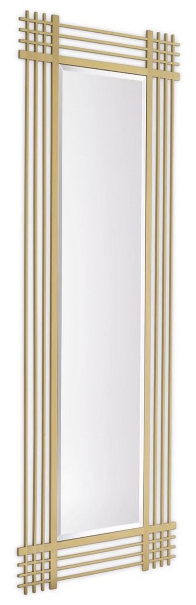 Casa Padrino espejo de pared de lujo de acero inoxidable latón 80 x 3 x A. 220 cm - Espejo de salón - Espejo de dormitorio - Espejo de armario - Muebles de Lujo