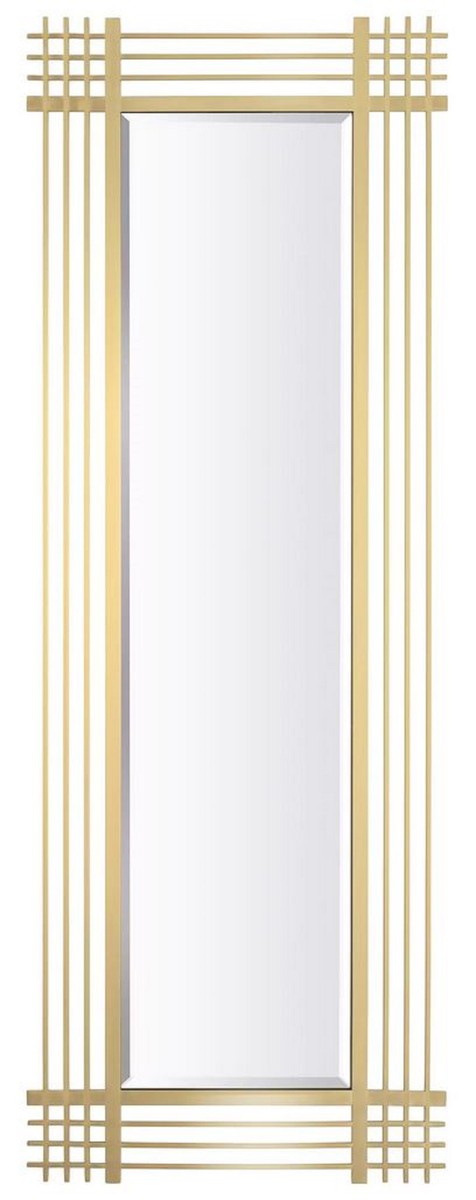 Casa Padrino espejo de pared de lujo de acero inoxidable latón 80 x 3 x A. 220 cm - Espejo de salón - Espejo de dormitorio - Espejo de armario - Muebles de Lujo