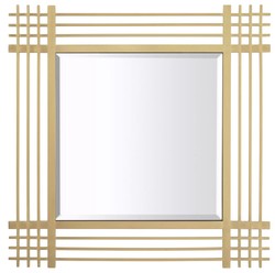 Casa Padrino miroir mural de luxe en inox laiton 100 x 3 x H. 100 cm - Miroir de salon - Miroir de chambre - Miroir d'armoire - Meubles de Luxe