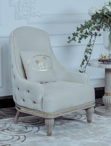 Casa Padrino poltrona da soggiorno Art Deco di lusso crema / grigio / oro 81 x 80 x A. 104 cm - Mobili da Soggiorno Art Deco - Collezione di Lusso