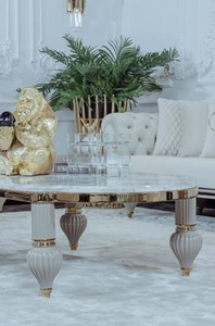 Casa Padrino Luxus Art Deco Wohnzimmer Sofa Cremefarben / Grau / Gold - Art Deco Wohnzimmer Möbel - Luxus Kollektion