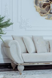 Casa Padrino canapé de salon Art Déco de luxe crème / gris / or - Mobilier de Salon art déco - Collection de Luxe