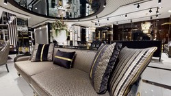 Casa Padrino luxury Art Deco Sofa gold / cream / black / gold - Art Deco Living Room & Hotel Furniture - Luxury Collection