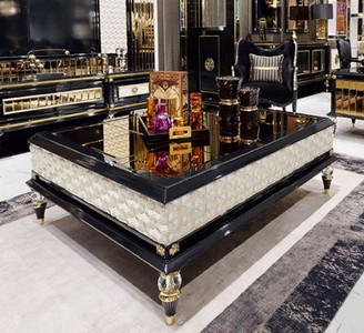 Luxus Art Deco Couchtisch Wohnzimmertisch Schwarz Creme Gold Luxury Art Deco Coffee Table Living Room Table Black Cream Gold