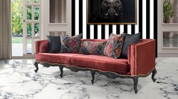 Casa Padrino canapé baroque de luxe bordeaux rouge / noir / or - Magnifique canapé de salon de style baroque - Meuble de salon baroque