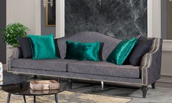 Casa Padrino sofá barroco de lujo gris / negro / oro - Magnífico sofá de salón en estilo barroco - Muebles de salón barrocos
