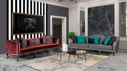 Casa Padrino sofá barroco de lujo gris / negro / oro - Magnífico sofá de salón en estilo barroco - Muebles de salón barrocos